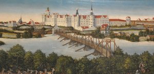 Alemán: Stag Hunt of the Elector Johann Friedrich Stag Hunt of the Elector Johann Friedrich
 detalle: Castillo de Hartenfels en Torgau de Lucas Cranach the Younger