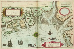 Descripción de las costas marítimas de Eyder Ditmers y una parte de Jeverland con los ríos de Weser, Elve, Eyder, Hever y otros entrees sandes y shoaldes, lienge alongest the sea coaste of Germany