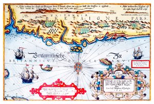 Carta de navegación de la costa de Bretaña de Lucas Janszoon Waghenaer
