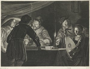 Jugadores de Tric-trac a la luz de las velas de Lucas Vorsterman (I)