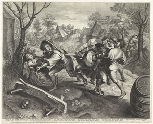 Pelea de campesinos después de una partida de cartas