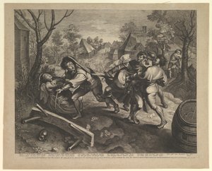 Campesinos Peleando por un Juego de Cartas de Lucas Vorsterman