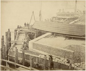 Construcción de la ampliación del Limehouse Basin, Londres, mayo de 1869 de Lucas and Tuck