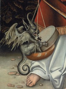 El Arcángel Miguel sosteniendo las Escalas de la Justicia (detalle) de Lucas the Elder (workshop of) Cranach