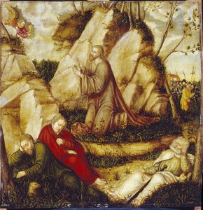 Agonía en el Huerto de los Olivos (La Agonía en el Huerto). Pintura de Lucas Cranach, el Viejo (1472-1553), óleo sobre madera. arte alemán de Lucas the Elder Cranach