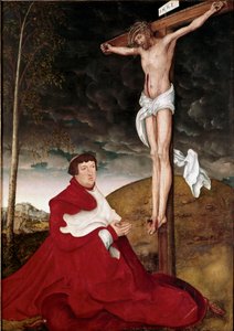 Cardenal Alberto de Brandeburgo adorando el crucifijo de Lucas the Elder Cranach