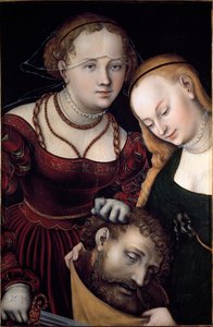 Judith con una sirvienta y la cabeza de Holofernes de Lucas the Elder Cranach