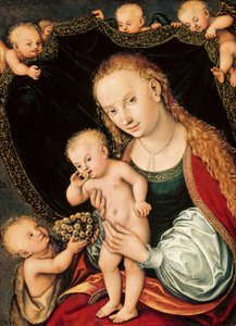 Virgen con el Niño y San Juan Bautista, después de 1537 (óleo sobre tabla) de Lucas the Elder Cranach