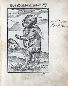 Monje Ternero de Freiberg (Das Mönchskalb zu Freiberg), por Cranach, Lucas, el Viejo (1472-1553). Xilografía de Lucas the Elder Cranach