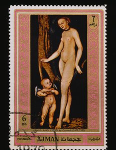 Sello postal de la serie Pinturas famosas (Desnudos)