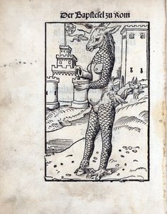 El Bapstesel zu Rom (El Asno Papal de Roma), por Lucas Cranach el Viejo (1472-1553). Xilografía de Lucas the Elder Cranach