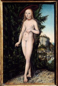 Venus de pie en un paisaje