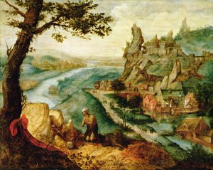San Jerónimo en un paisaje (óleo sobre madera)