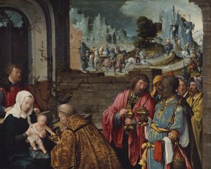 Adoración de los Reyes Magos de Lucas van (follower of) Leyden