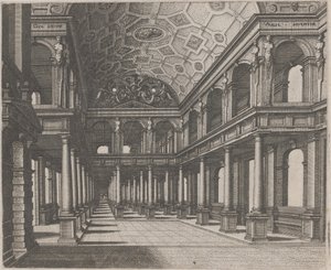 Vista de un Salón con Columnas Toscanas de Lucas van Doetechum and Johannes