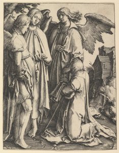 Abraham y tres ángeles de Lucas van Leyden