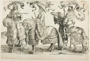 Ajaz, Ezequías, Manasés, lámina cuatro, de Los doce reyes de Israel de Lucas van Leyden