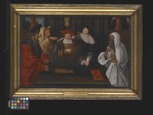 Alegoría de la juventud cruzando entre la fama y la locura (óleo sobre madera) de Lucas van Leyden