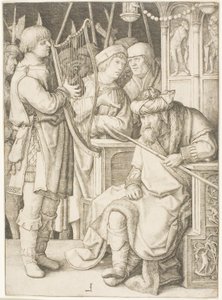 David tocando el arpa ante Saúl de Lucas van Leyden