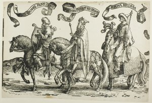 David, Salomón, Roboam, placa uno, de Los Doce Reyes de Israel de Lucas van Leyden