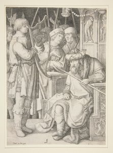 David tocando el arpa ante Saúl de Lucas van Leyden