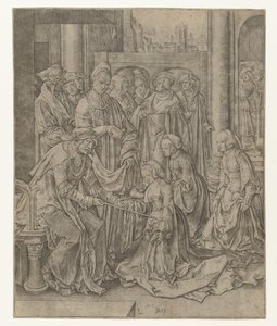 Ester se arrodilla ante Asuero de Lucas van Leyden