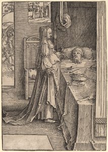 Jezabel prometiendo la viña de Nabot al rey Acab de Lucas van Leyden