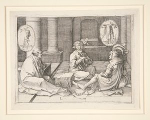 José interpretando los Sueños en la Prisión (Gén. 40:5-19) de Lucas van Leyden