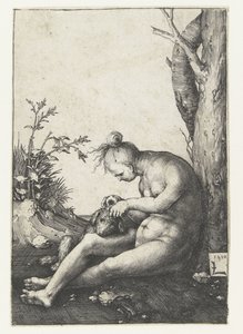 Mujer desnuda con perro