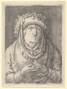Anciana con uvas