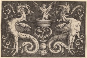 Ornamento con dos esfinges y un hombre alado