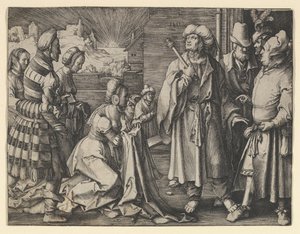 La esposa de Potifar acusa a José, 1512 de Lucas van Leyden