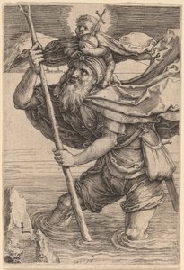 San Cristóbal llevando al Niño Cristo de Lucas van Leyden