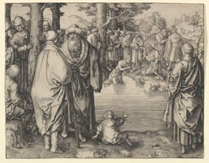 El Bautismo de Cristo en el Río Jordán, ca. 1510 de Lucas van Leyden