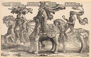 Los Nueve Héroes: Héctor de Troya, Alejandro de Macedonia, Julio César, 1515-1517 de Lucas van Leyden