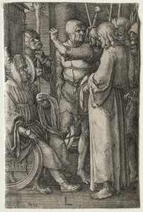 La Pasión: Cristo ante el sumo sacerdote, 1521 de Lucas van Leyden