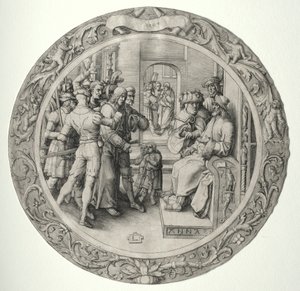La Pasión Redonda: Cristo ante el Sumo Sacerdote, 1509 de Lucas van Leyden