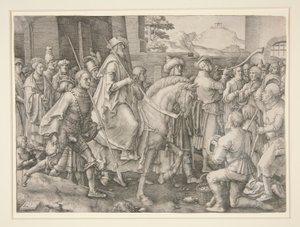 El triunfo de Mardoqueo, Ester 6.11 de Lucas van Leyden