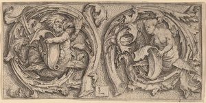 Tritón y sirena en zarcillos de Lucas van Leyden