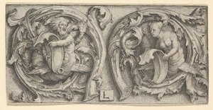 Tritón y Sirena en Zarcillos, ca. 1510 de Lucas van Leyden