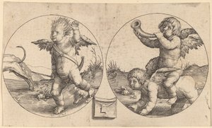 Dos cupidos en dos círculos de Lucas van Leyden