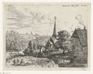 Pueblo ubicado en un río Pequeños paisajes (título de serie) de Lucas van Uden