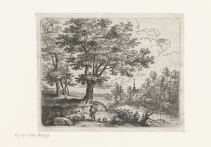 paisaje con un pastor Pequeños paisajes (título de serie) de Lucas van Uden