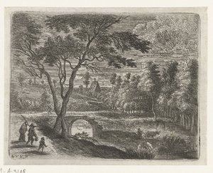 Paisaje con una ruina de un puente Pequeños paisajes (título de serie) de Lucas van Uden