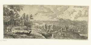 Paisaje con hombres cargando palos Amplios paisajes (título de la serie) de Lucas van Uden