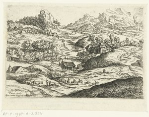 paisaje con jinetes Pequeños paisajes después de Tiziano (título de la serie) de Lucas van Uden