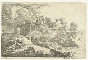 Ruinas junto a un lago Pequeños paisajes después de Tiziano (título de la serie)
