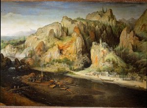 Paisaje de montaña con alto horno (óleo sobre lienzo)