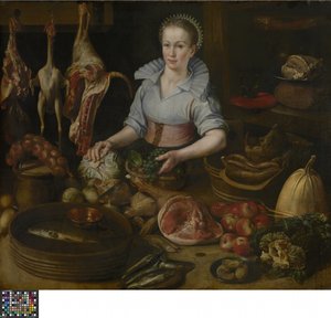 La criada de la cocina (óleo sobre tabla) de Lucas van Valckenborch