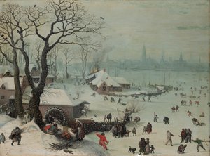 Paisaje invernal con nevadas cerca de Amberes de Lucas van Valckenborch